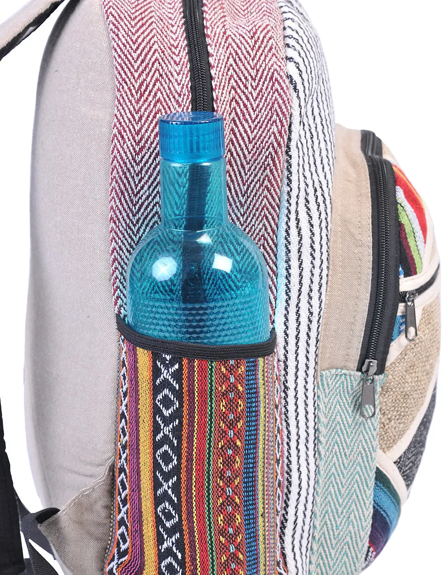 Hippie Boho Hemp Cotton Daypack Backpack Striped