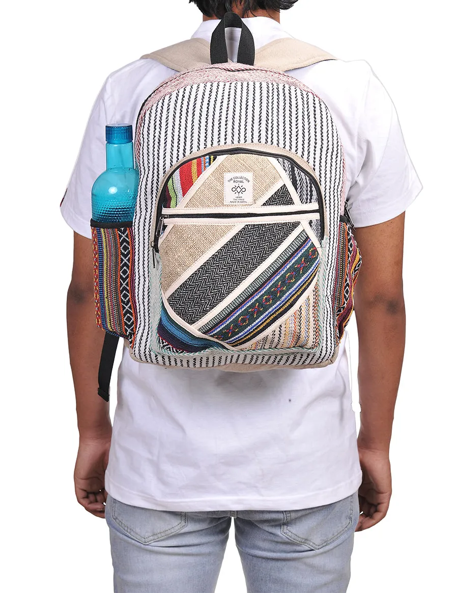 Hippie Boho Hemp Cotton Daypack Backpack Striped