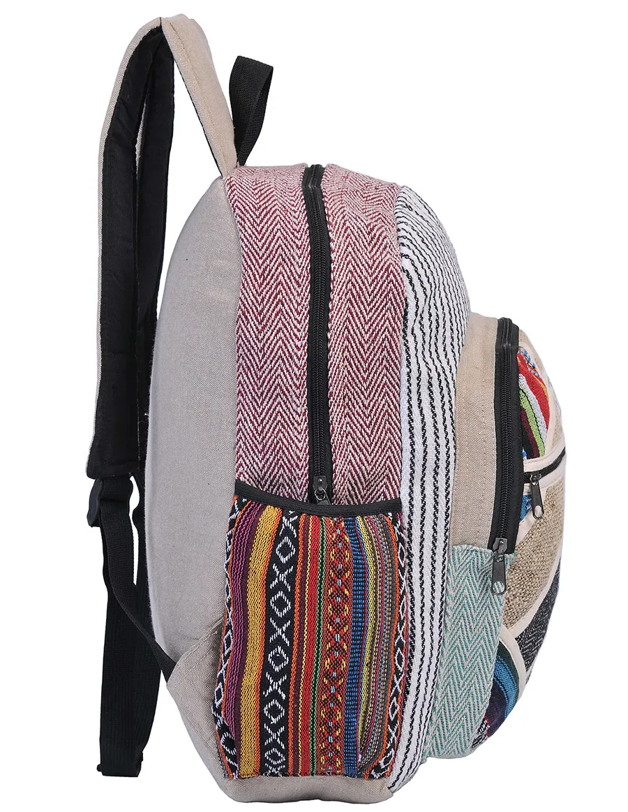 Hippie Boho Hemp Cotton Daypack Backpack Striped