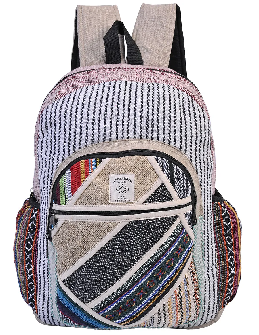 Hippie Boho Hemp Cotton Daypack Backpack Striped