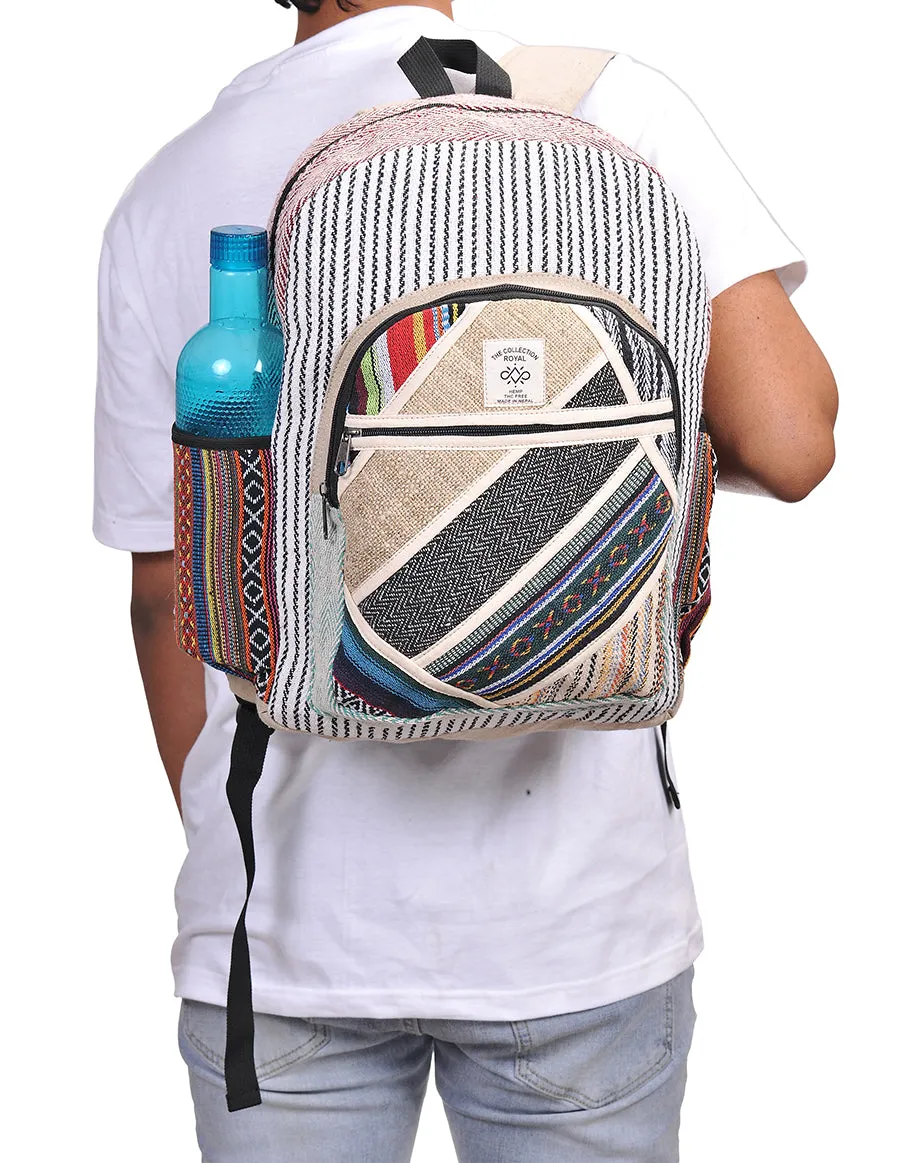 Hippie Boho Hemp Cotton Daypack Backpack Striped