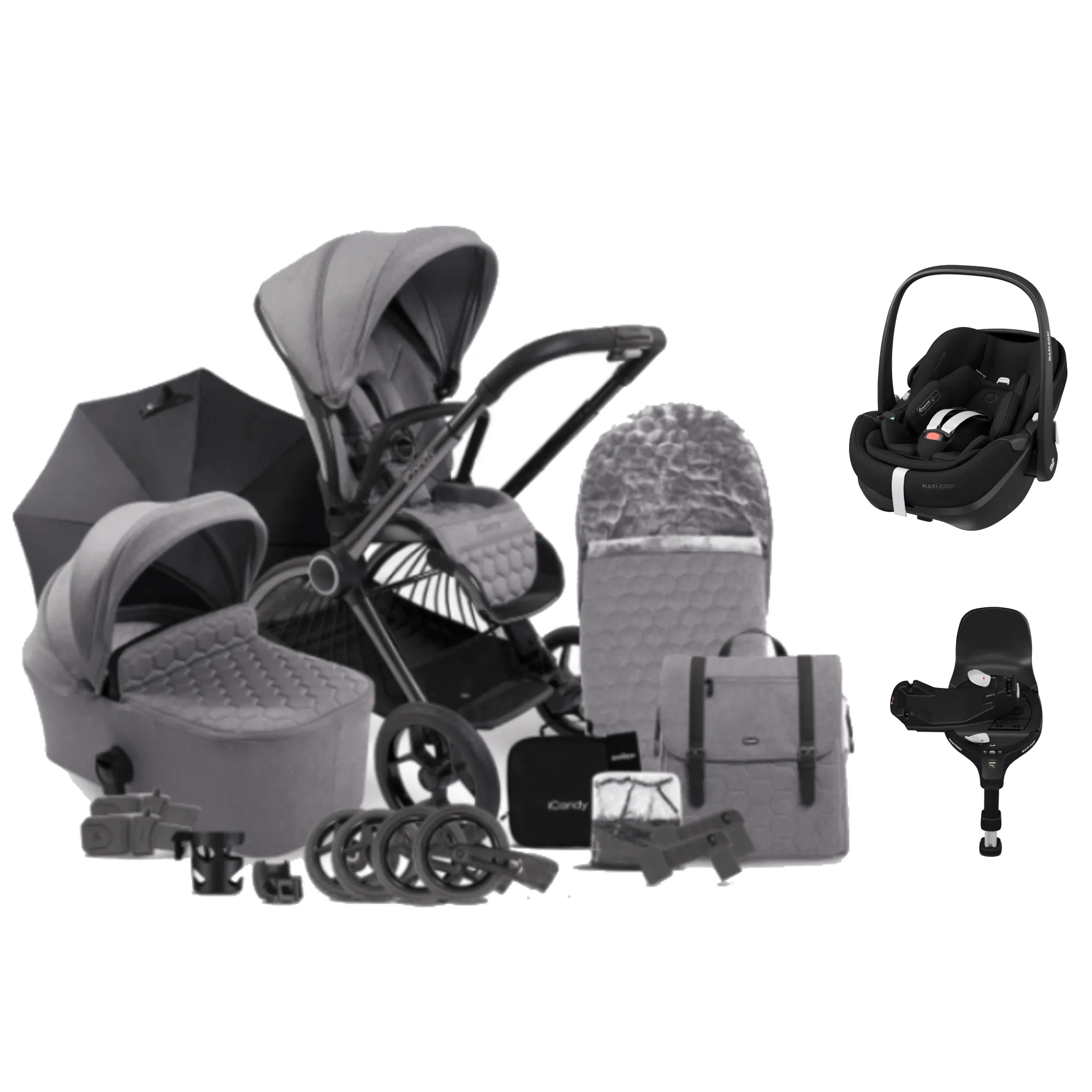 iCandy Core Pebble 360 PRO Complete Travel System - Light Grey