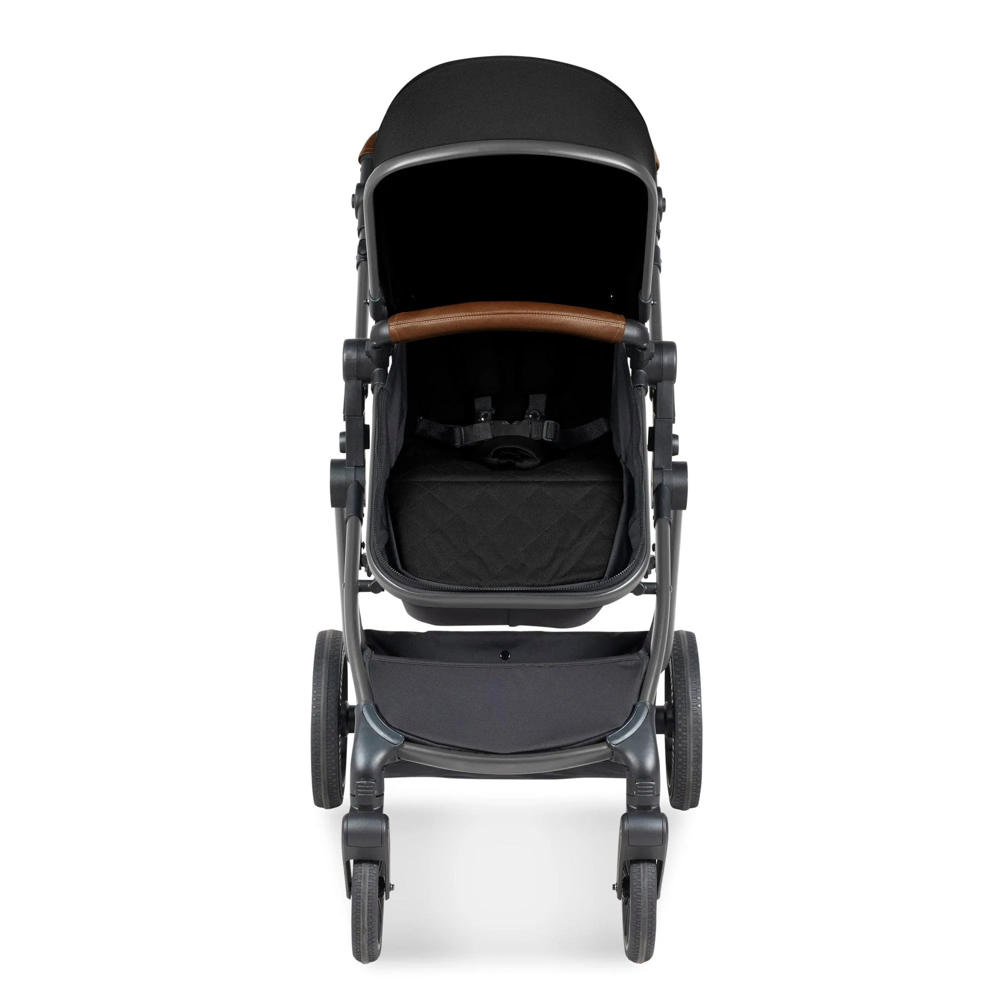 Ickle Bubba Cosmo I-Size Travel System With Stratus Car Seat & Isofix Base - Gunmetal / Black / Tan