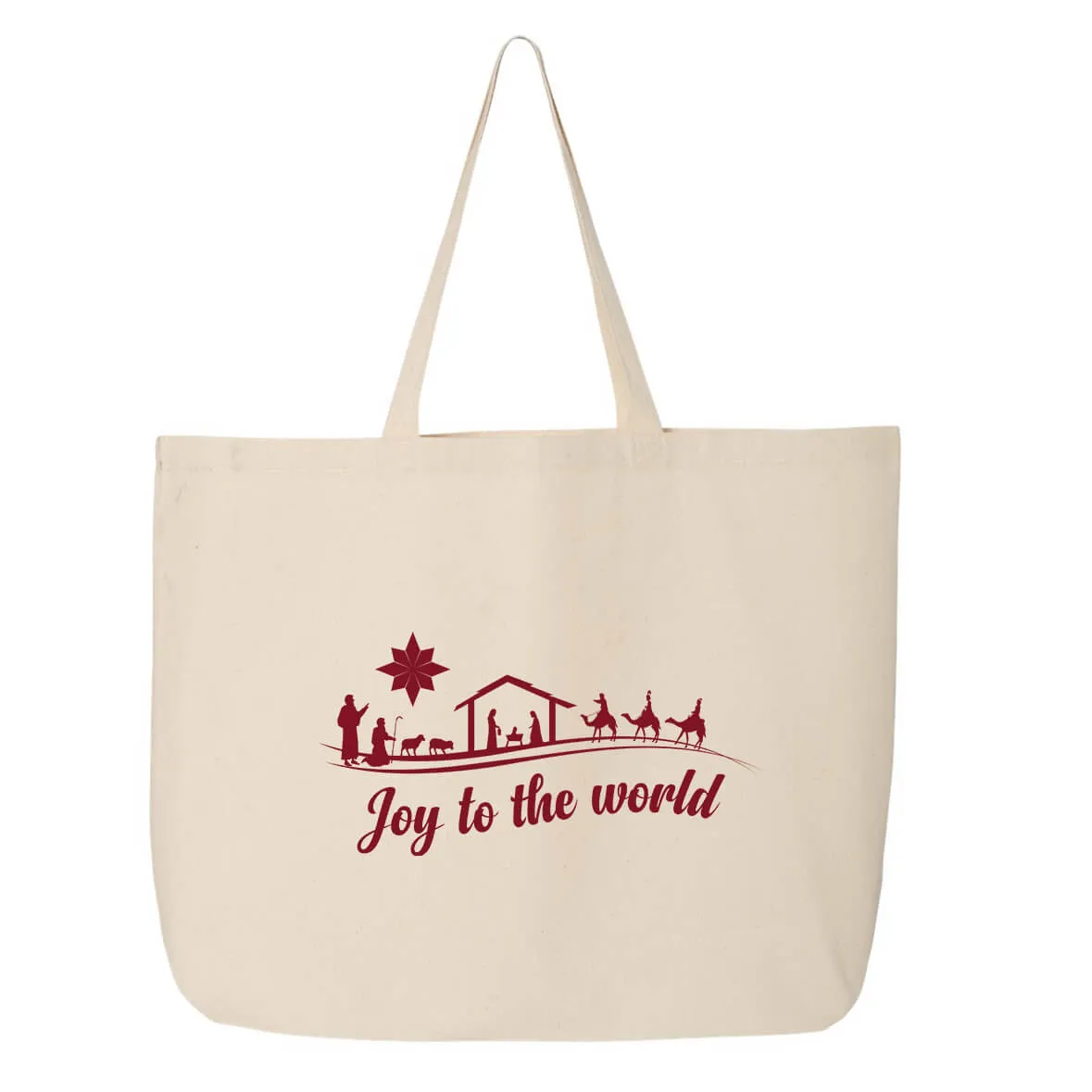 Joy To The World Nativity Scene Jumbo Tote Canvas Bag