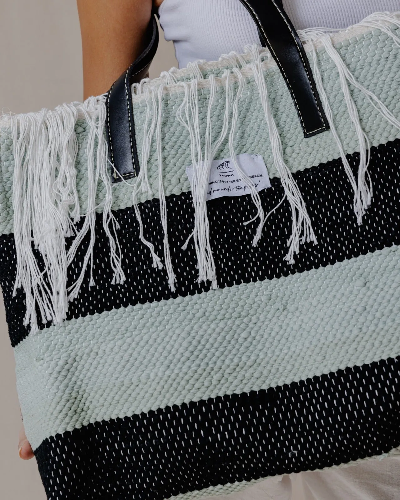 Kilim Tote Black X Mint