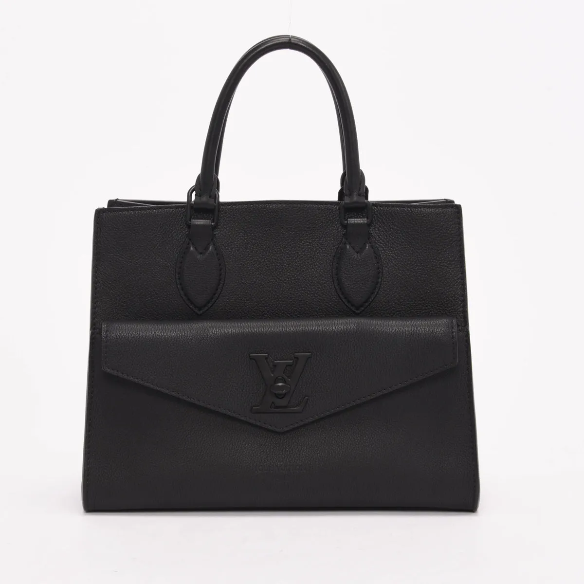 Louis Vuitton Black Grained Calfskin LockMe PM Tote