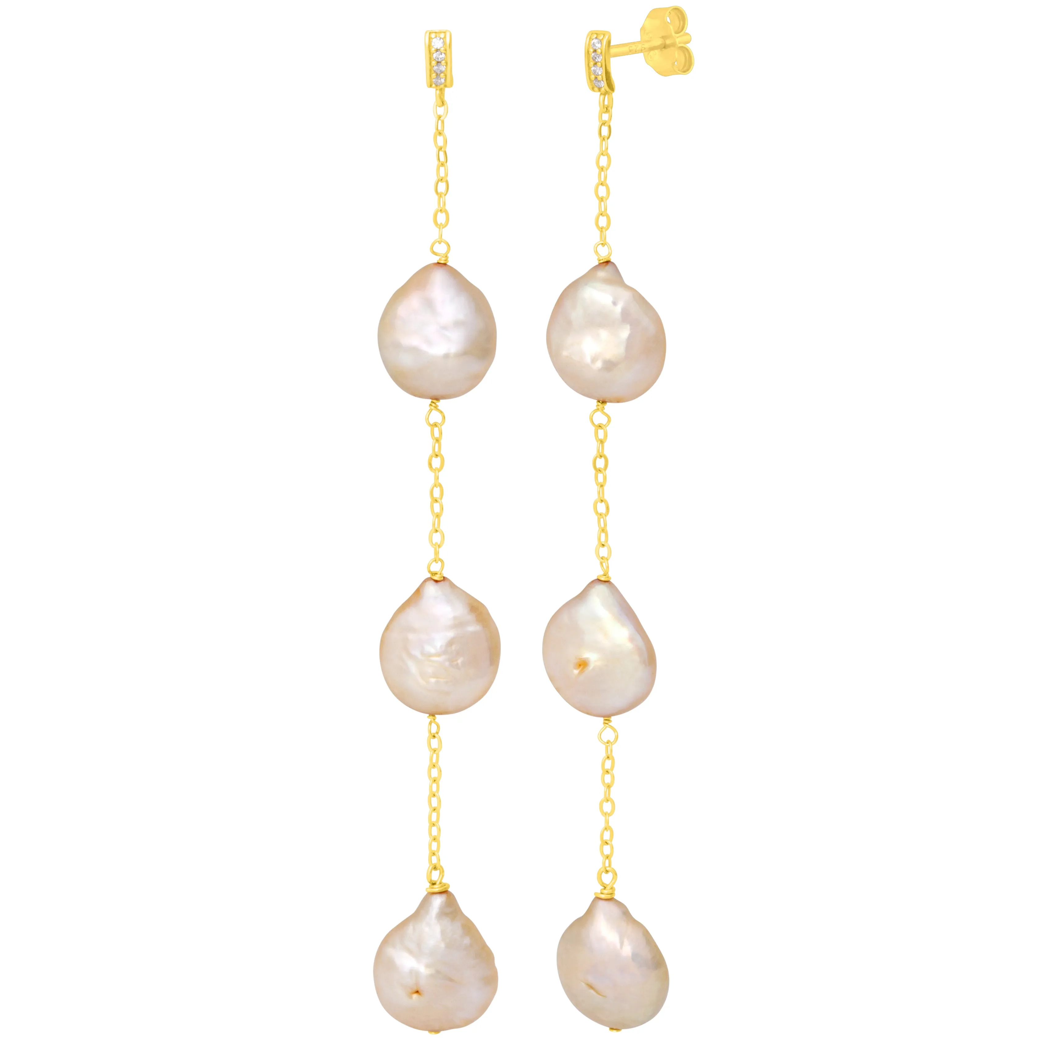 LUCIA CHAMPAGNE PEARL EARRINGS