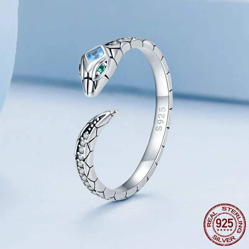 Luxurious Pure S925 Silver Snake Ring