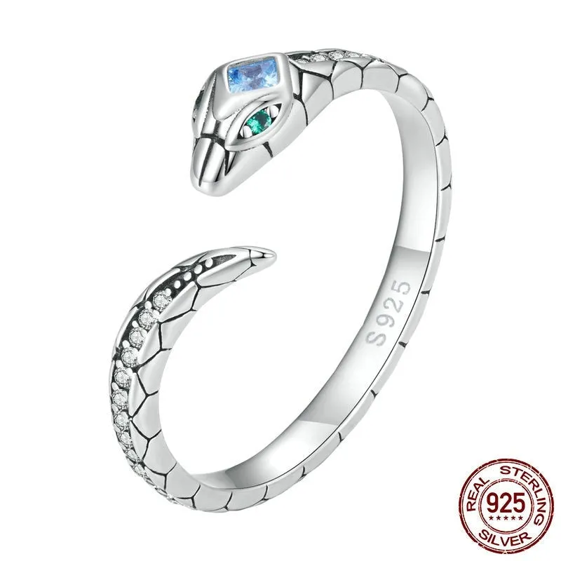 Luxurious Pure S925 Silver Snake Ring