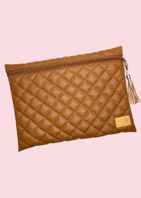 Makeup Junkie Bags - Luxe Cognac Quilted Laptop Case [Pre-Order]