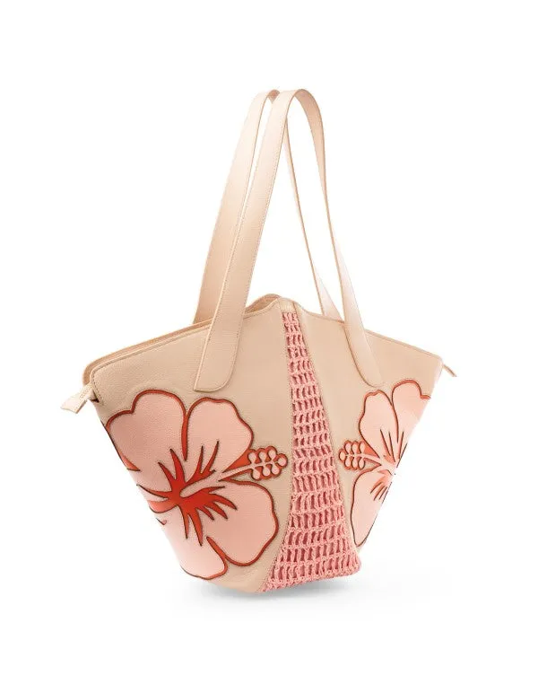 Manta Ray Leather Tote : With Laser-Cut Florals - Limited Edition