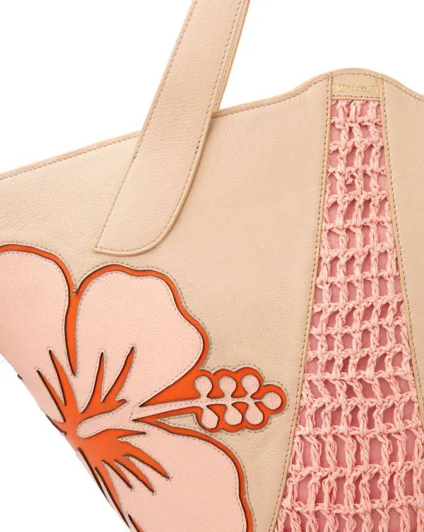 Manta Ray Leather Tote : With Laser-Cut Florals - Limited Edition