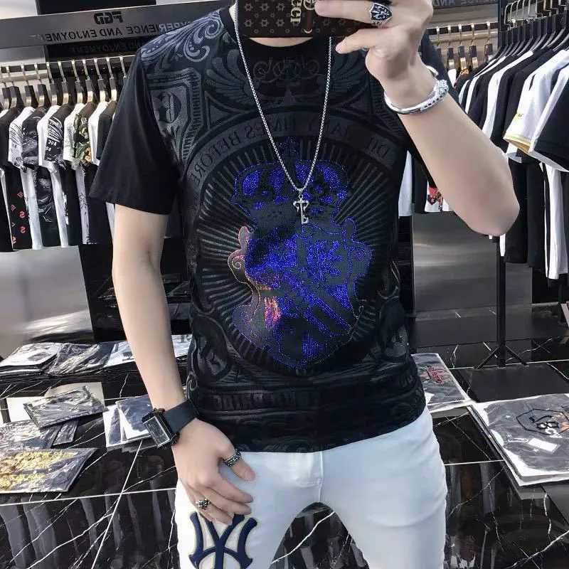 Men&#39;s Short Sleeve O-Neck T- shirt YOUYEE 2021 Summer Young Fashion Hip-Hop High Quality Trendy Streetwear Male Tees Top Clothes