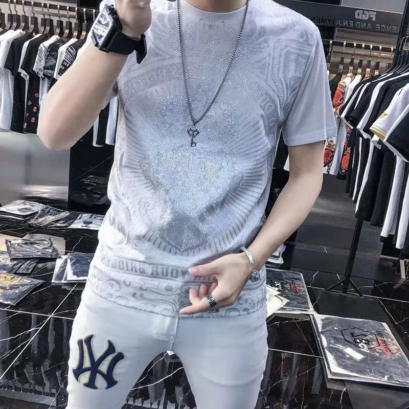 Men&#39;s Short Sleeve O-Neck T- shirt YOUYEE 2021 Summer Young Fashion Hip-Hop High Quality Trendy Streetwear Male Tees Top Clothes