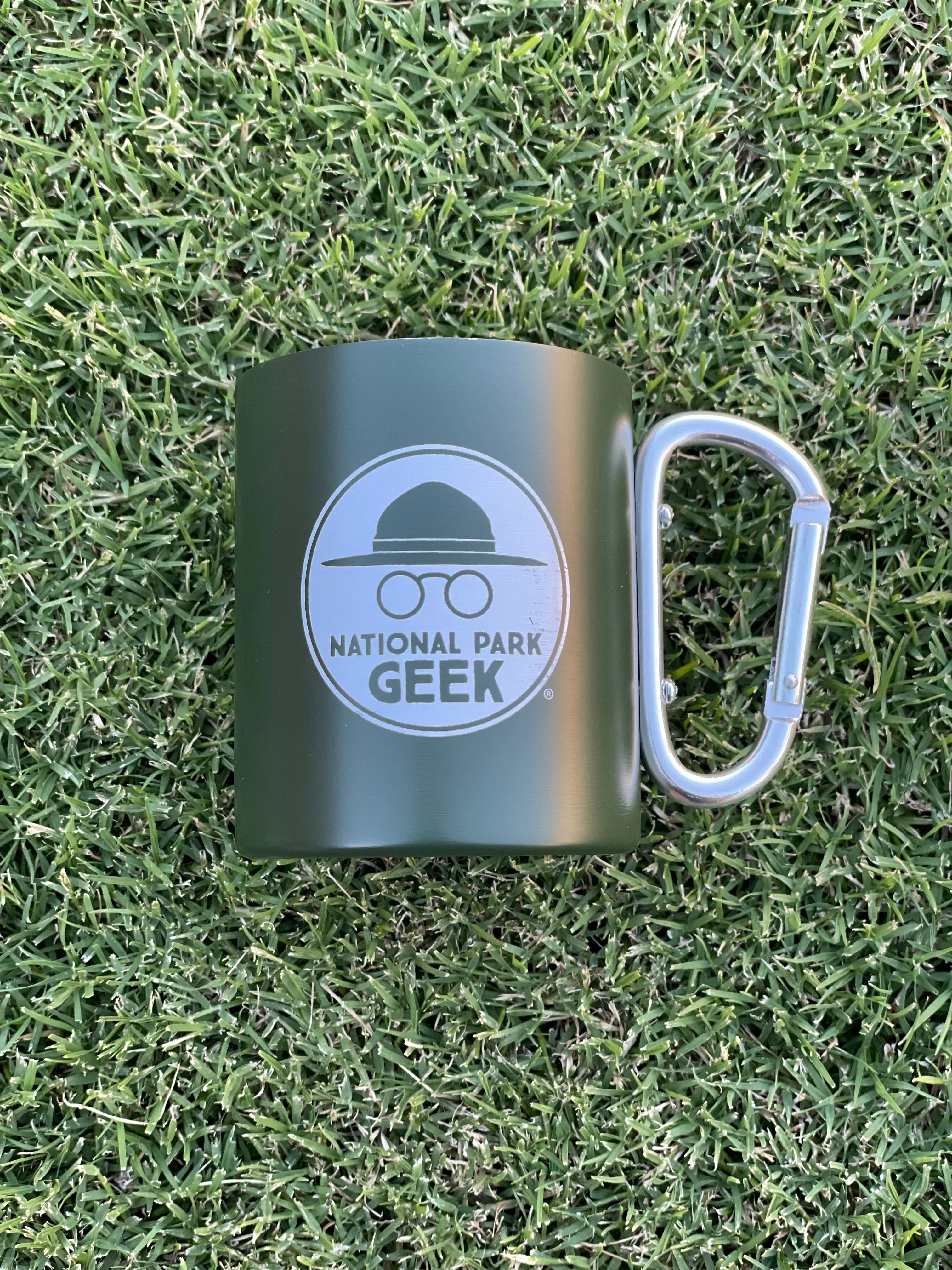 National Park Geek Carabiner Mug - Green (includes US shipping, via USPS only)