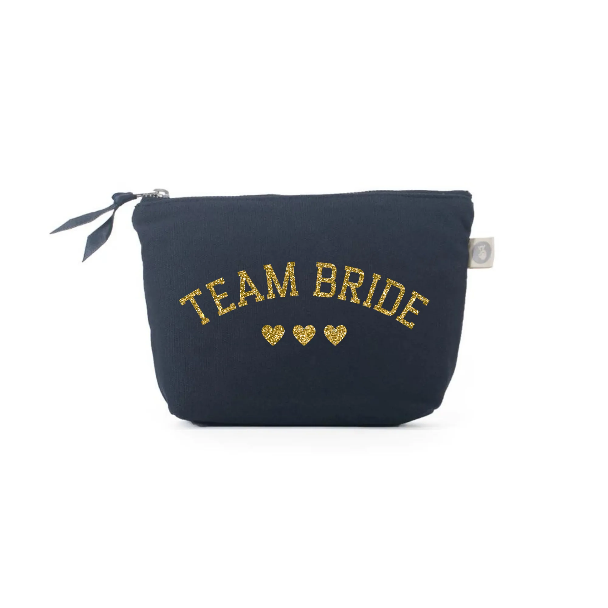 Navy Makeup Bag Gold Glitter Team Bride