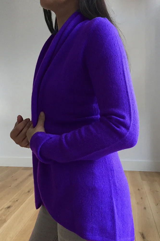 Pointelle Cashmere cardigan in Violet purple