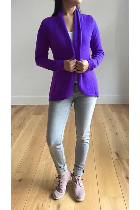 Pointelle Cashmere cardigan in Violet purple