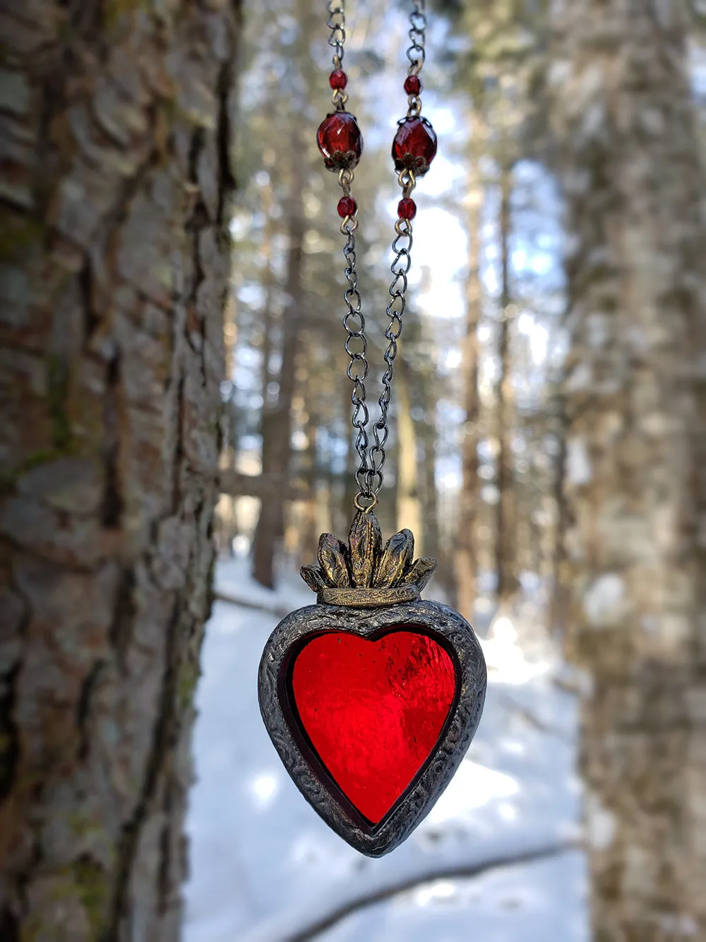 Sacre Coeur ~ Sacred Heart Stained Glass Amulet