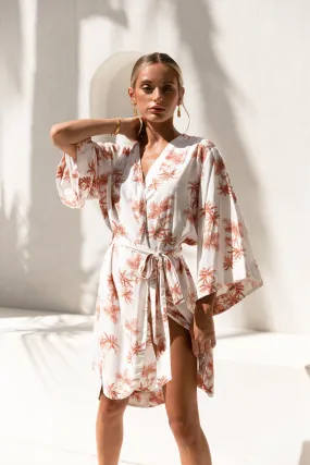 Short Kimono Robe - Vintage Palm - Sunset