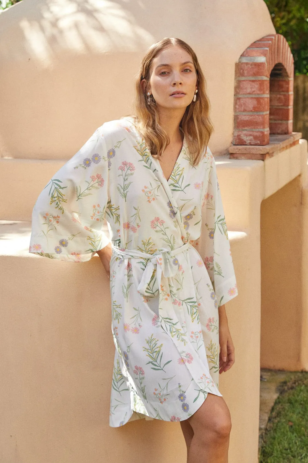 Short Kimono Robe - Wild Flower