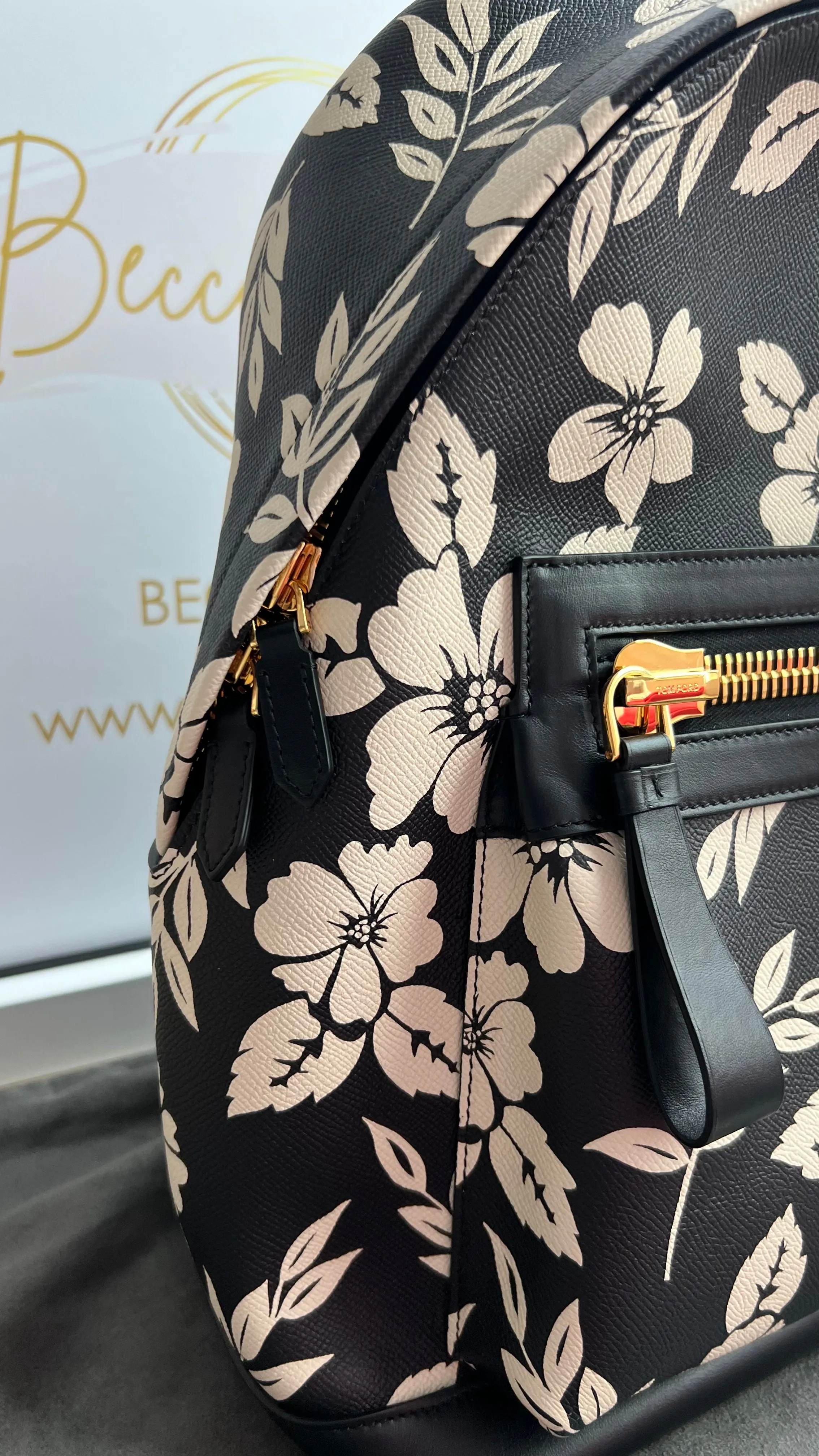 Tom Ford Floral Leather Backpack