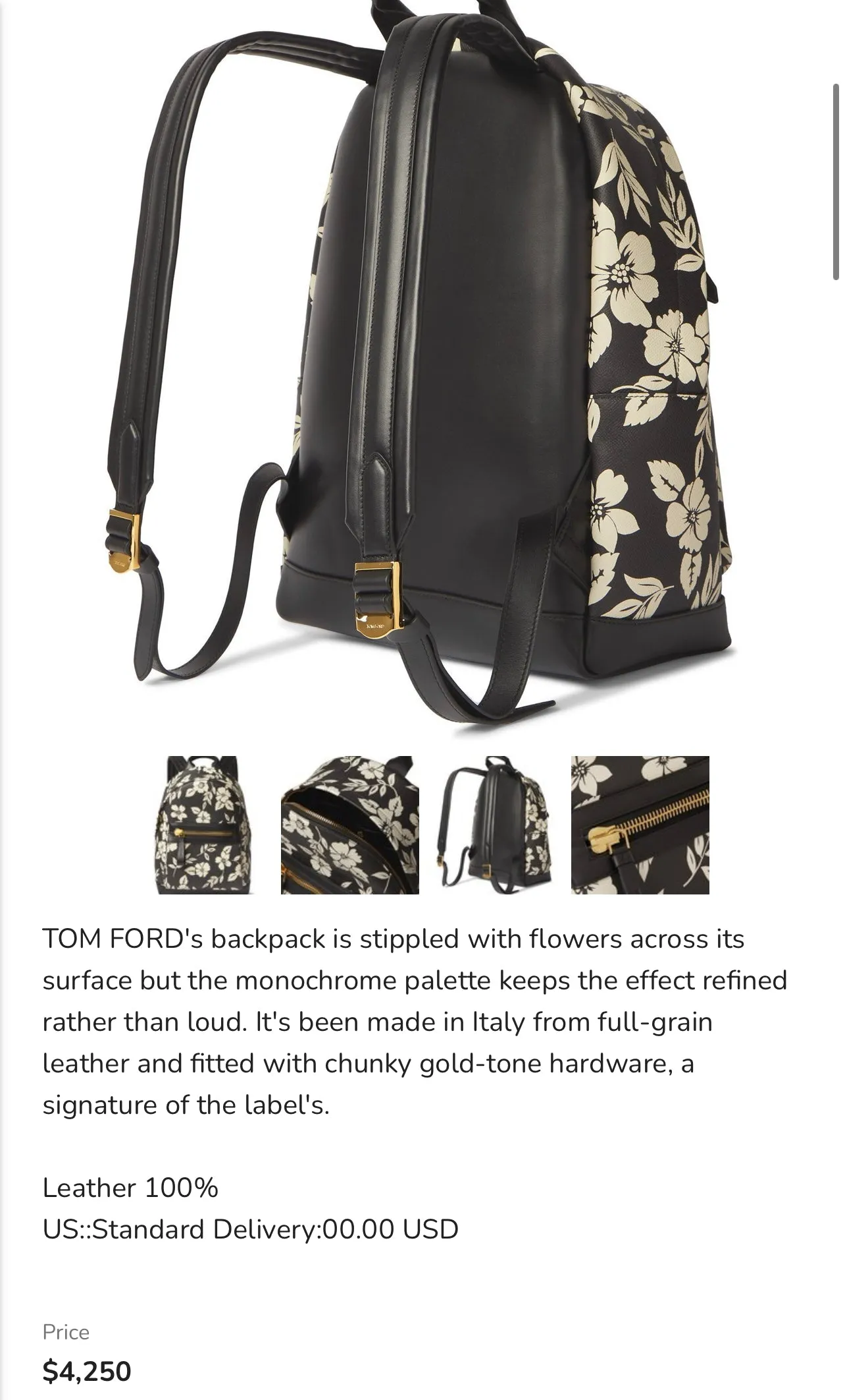 Tom Ford Floral Leather Backpack