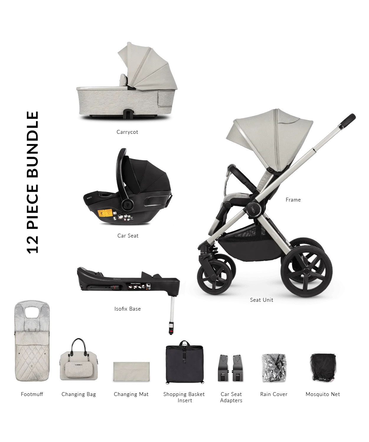 Venicci 4 in 1 Tinum UPLINE Pram - Moonstone