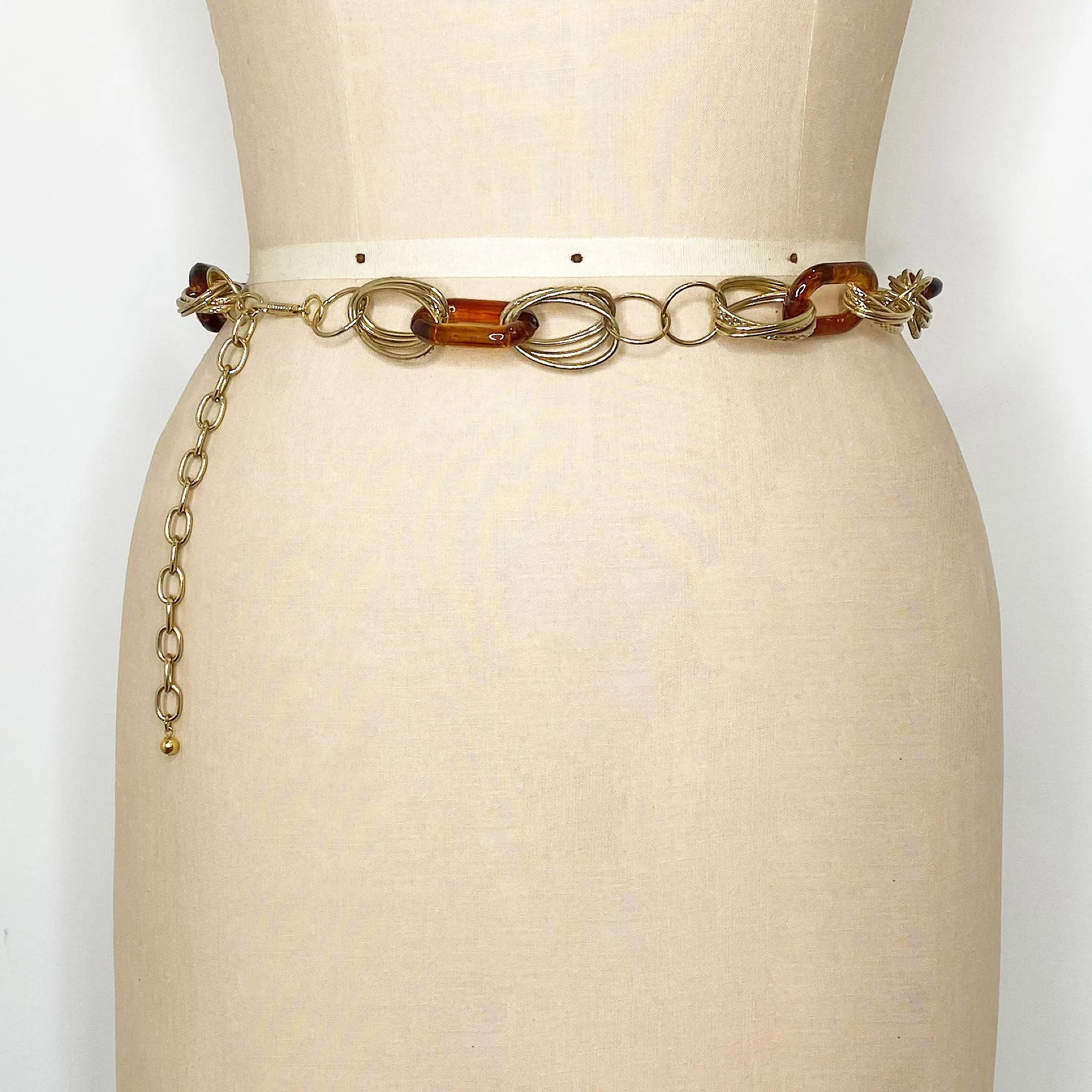 WOLFGANG vintage resin amber gold chain belt