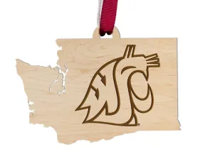 WSU Maple Wood Map Ornament